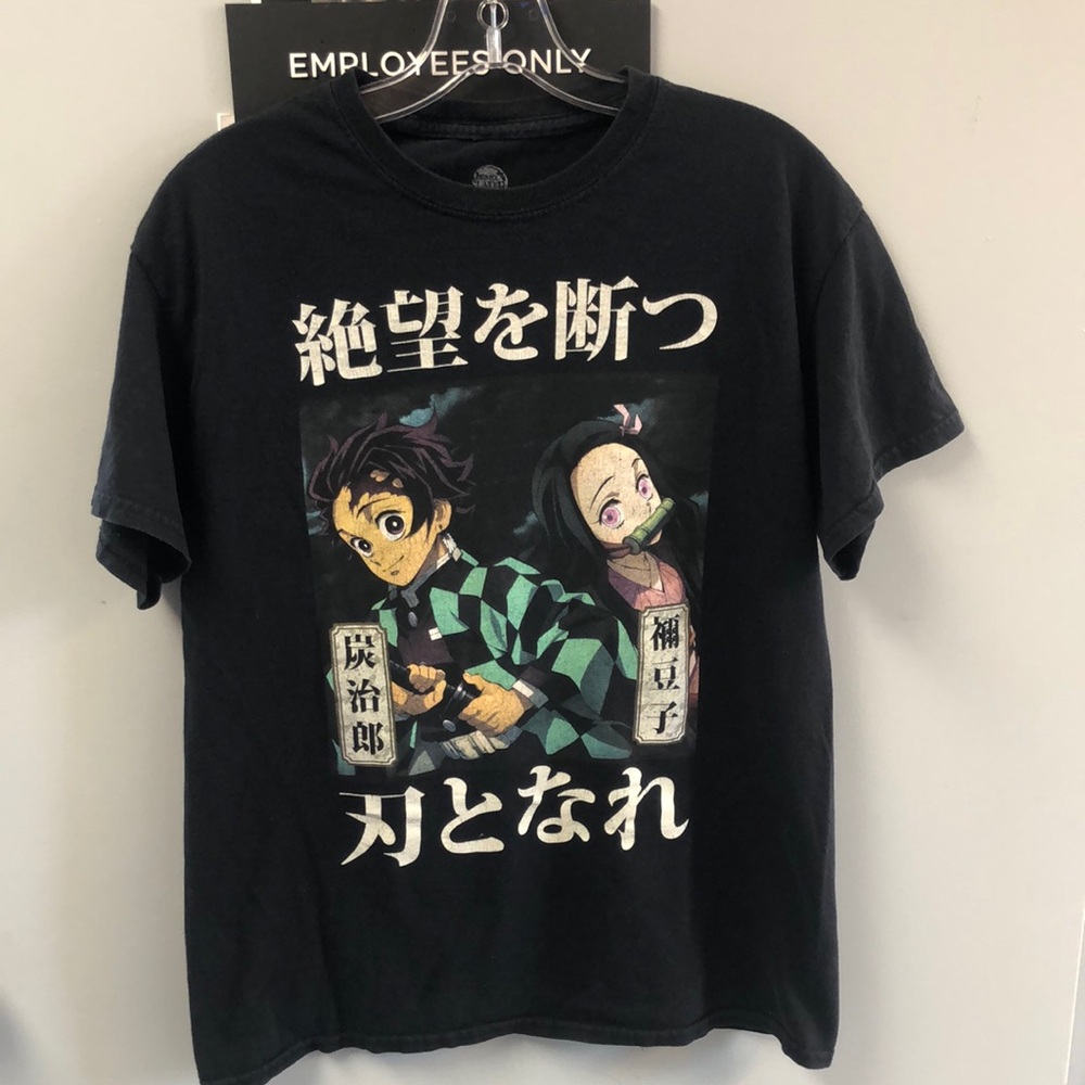 Black Graphic T-Shirt with Anime Design